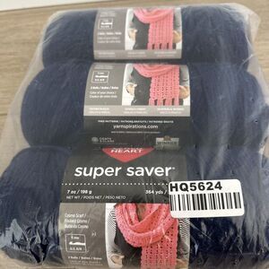 Red Heart Super Saver Jumbo Soft Navy Yarn 3 Skeins 7 oz Each Medium